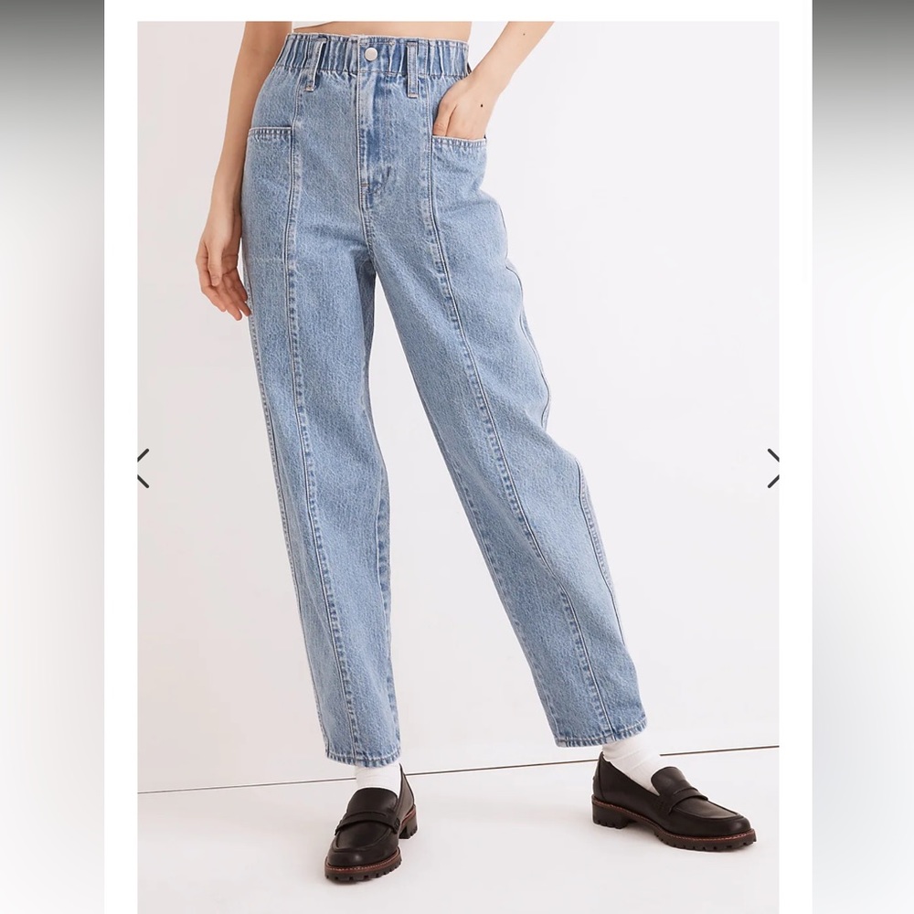 Madewell Pull-On Balloon Jeans in Closson Wash: Paperbag Edition
